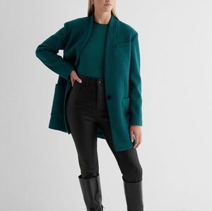 Express teal wool blend coat size L Large